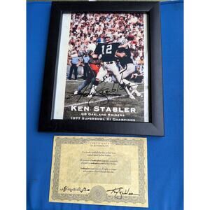 Ken Stabler Signed Authograped Framed COA 1977 Super Bowl XI Oakland Raiders